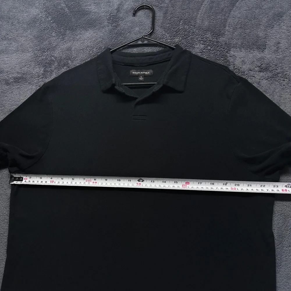 Banana Republic Mens XL Polo Shirt Black Short Sleeve 100% Cotton Solid Logo